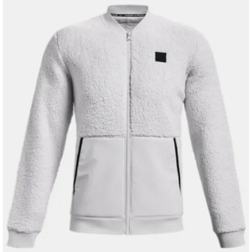 Under Armour Sherpa Bomber Jacket Gray Ultra-soft Comfort Men's Size S - Picture 6 of 10